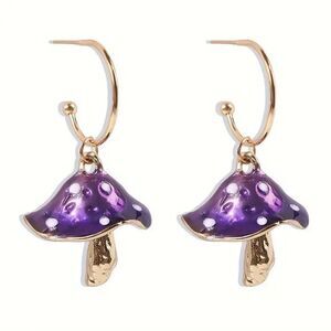 Purple mushroom earrings A43